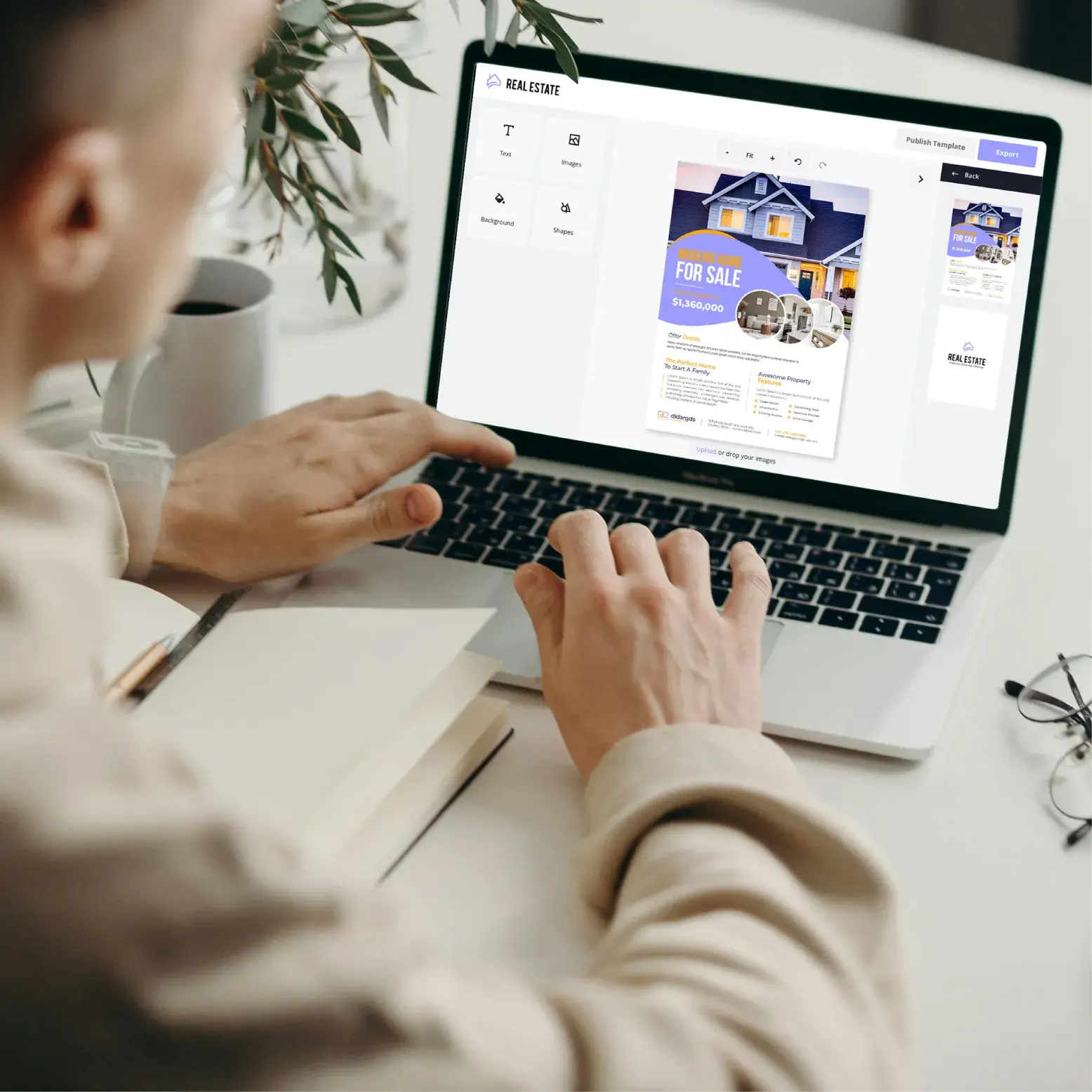 White-labeled real estate design editor on a laptop