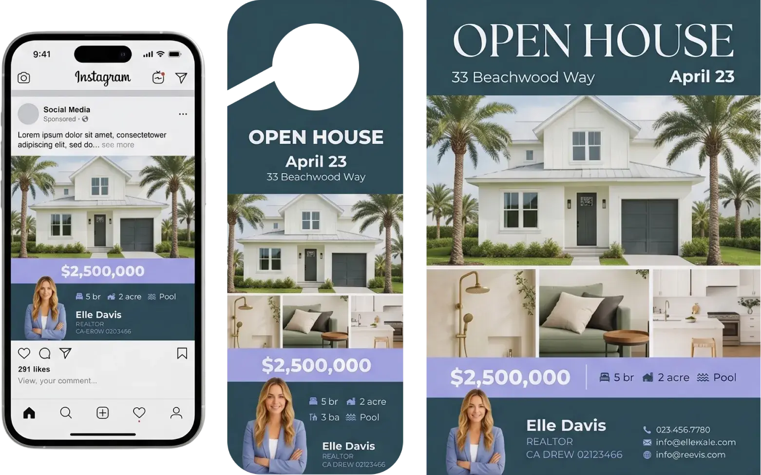 Real estate marketing adapted for social, mobile, and print